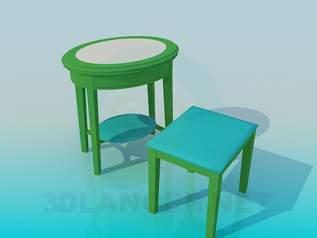modèle 3D Table basse et tabouret - preview