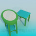 modèle 3D Table basse et tabouret - preview