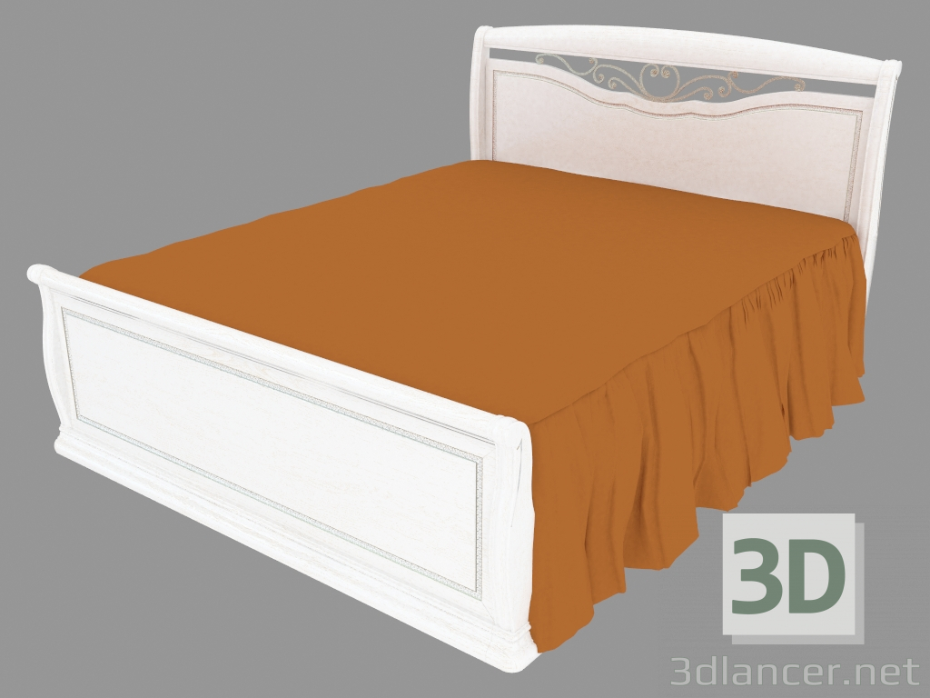 3 डी मॉडल पैरों के लिए पीठ के साथ डबल बेड (1758x1233x2175) - पूर्वावलोकन