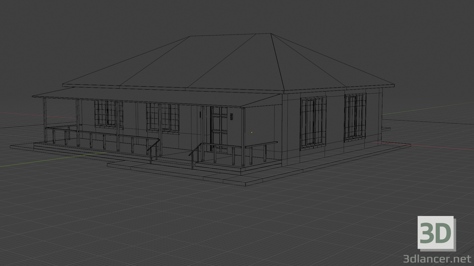 3d One-storey cottage model buy - render