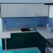 3 डी मॉडल रसोई घर में नीले टन - पूर्वावलोकन