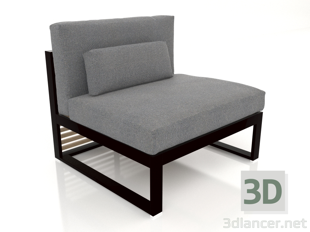 3D modeli Modüler kanepe, 3. bölüm, yüksek arkalık (Siyah) - önizleme