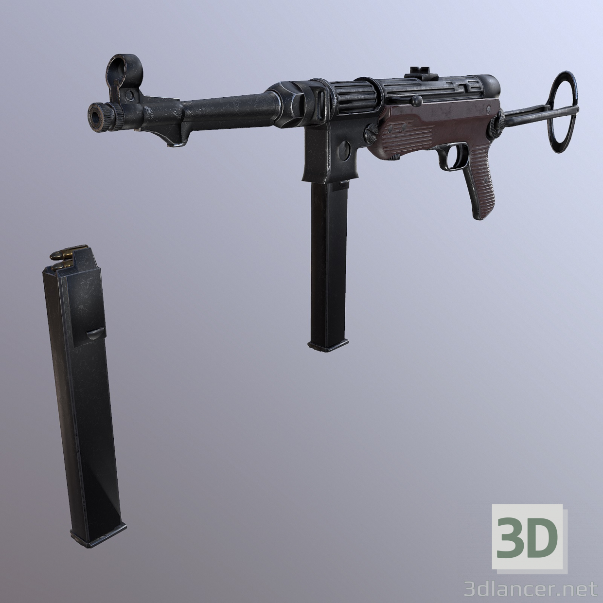 3d Пістолет-кулемет mp 38 40 3d модель модель купити - зображення