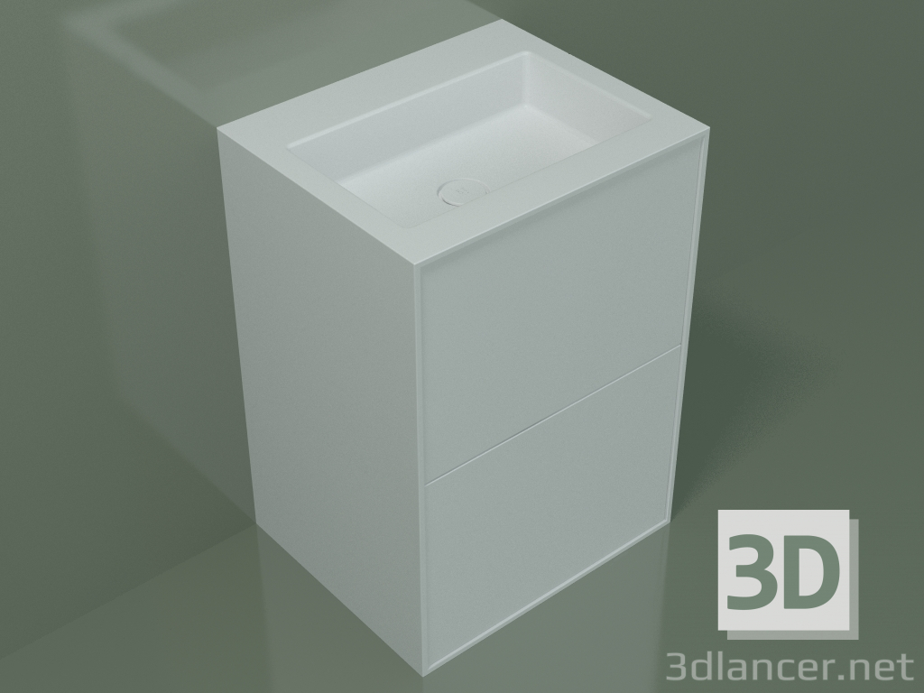 modello 3D Lavabo con cassetti (03UC36401, Glacier White C01, L 60, P 50, H 85 cm) - anteprima