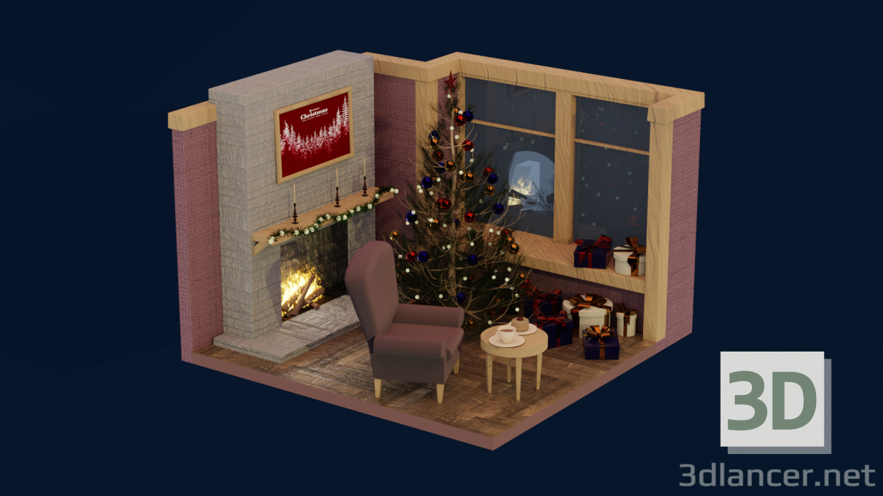 modello 3D di Scena del nuovo anno comprare - rendering