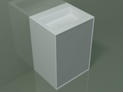 Washbasin with drawers (03UC36401, Silver Gray C35, L 60, P 50, H 85 cm)