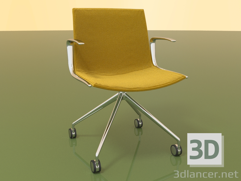 3d model Chair 6205 (4 castors, with armrests, LU1, with padding and pillow) - preview