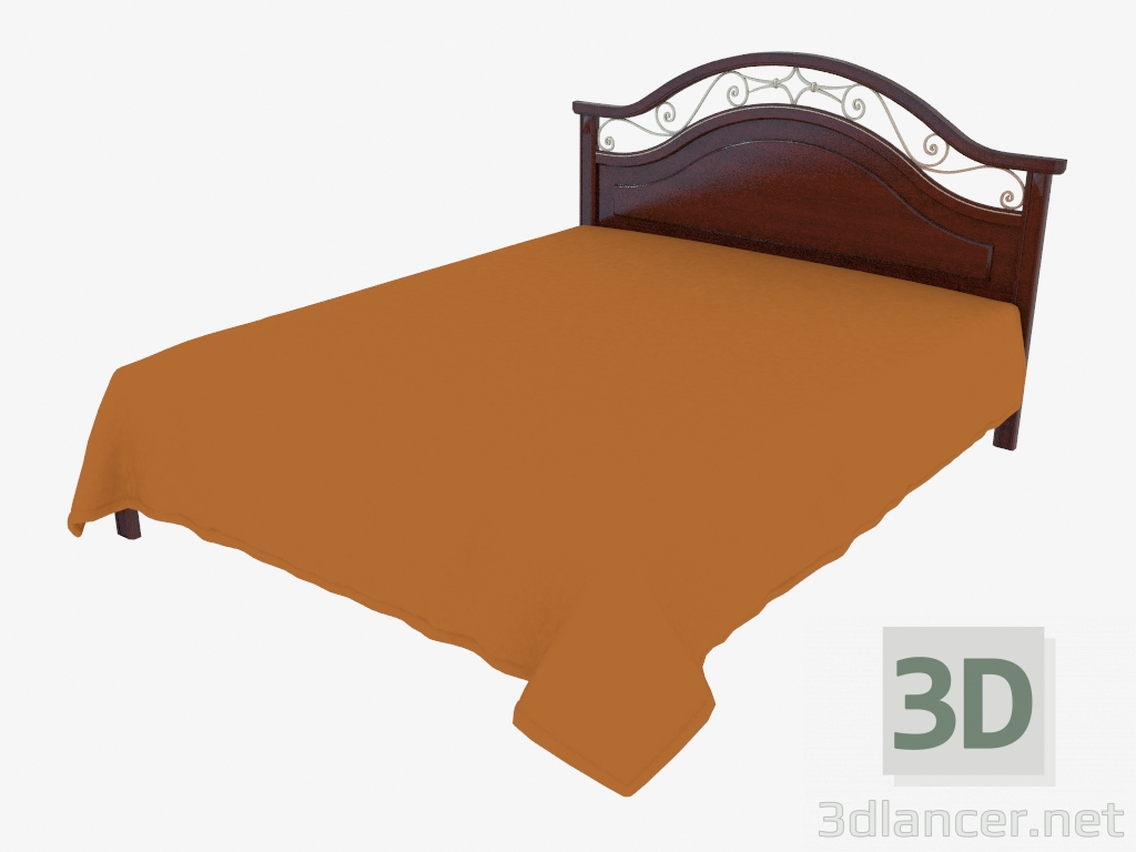 3d модель Двуспальная кровать с темной отделкой (1770х1137х2097) – превью