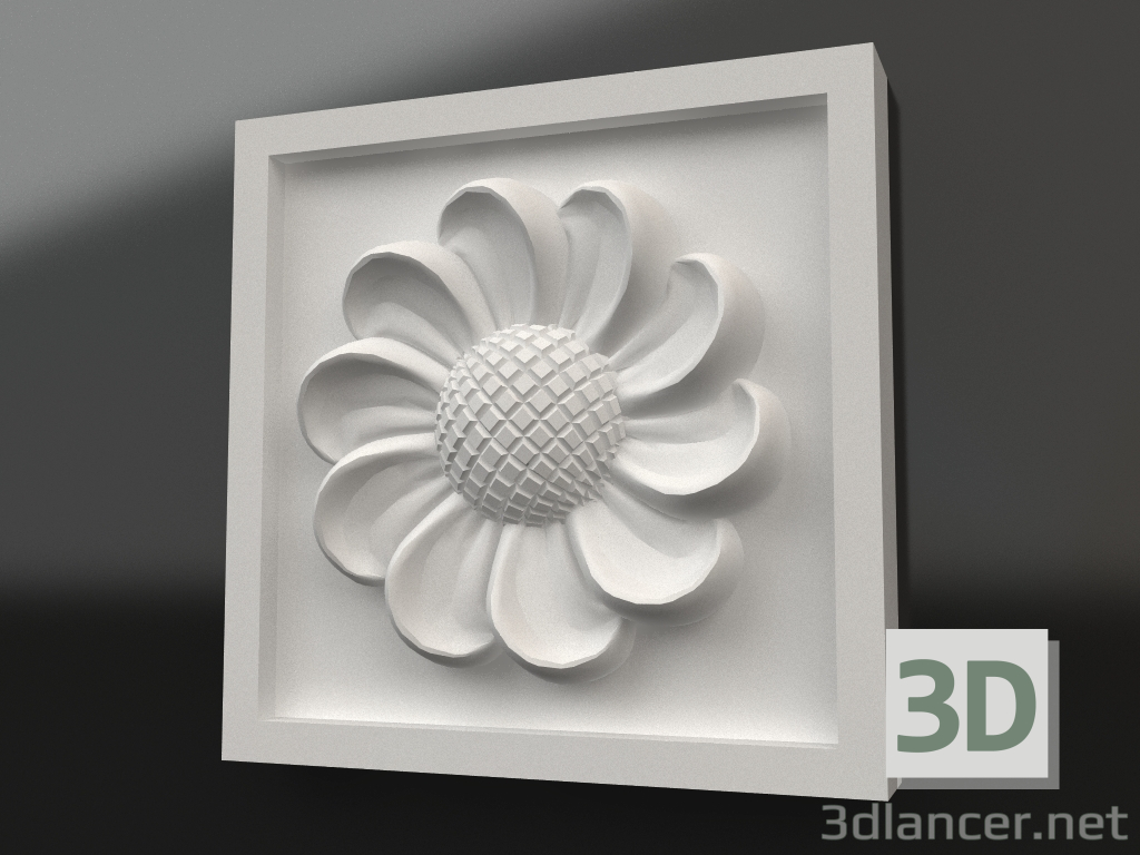 modello 3D Elemento decorativo gesso DE 018 (100x100x22) - anteprima