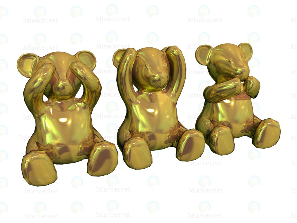 3d модель Спайк ведмеді золото – превью