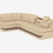 3d model Sofá de cuero de esquina con cama - vista previa