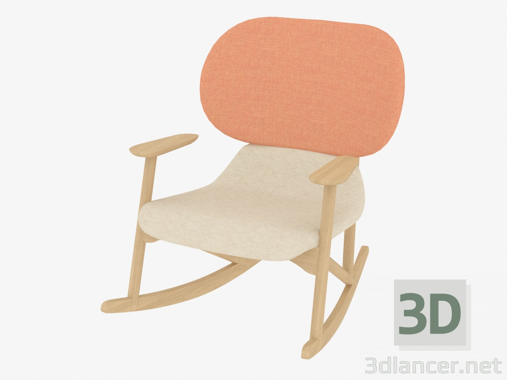 modèle 3D Rocking chair en bois - preview