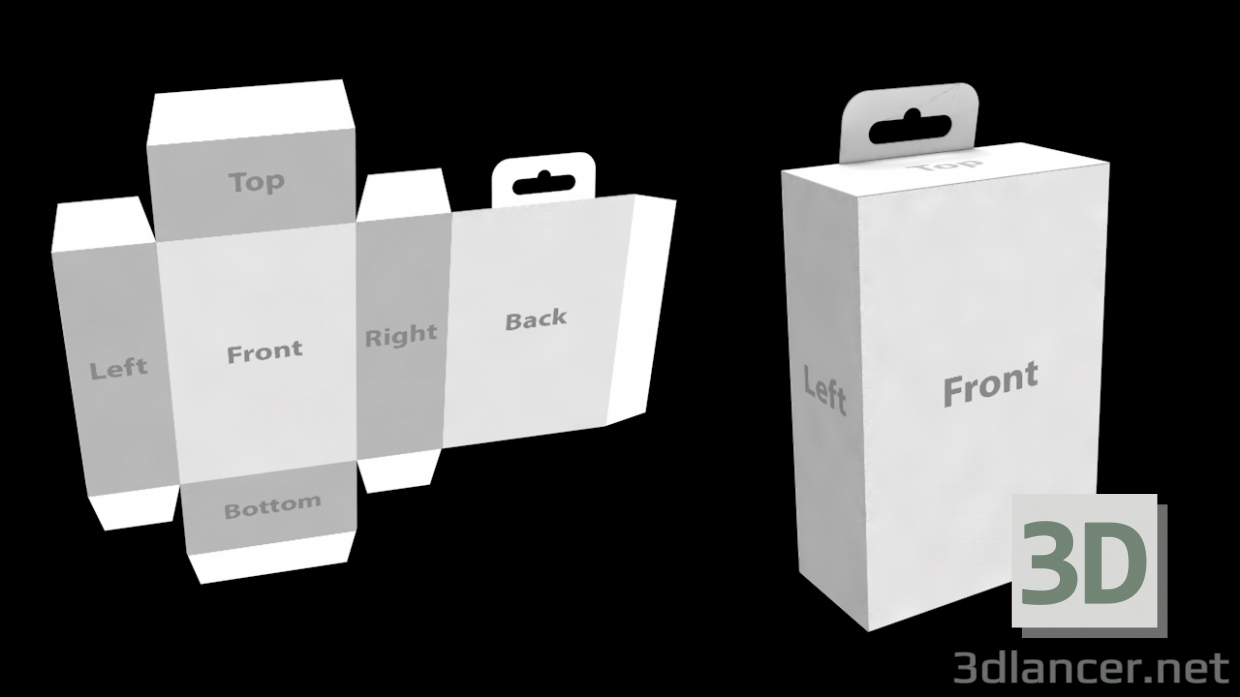 3 डी 3 डी पैकेज कार्डबोर्ड (बॉक्स या बैग) मॉडल खरीद - रेंडर