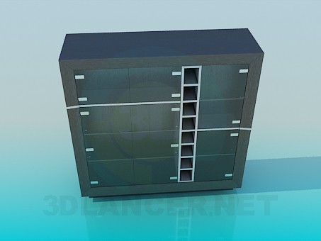3d model Cabinet with glass doors - preview