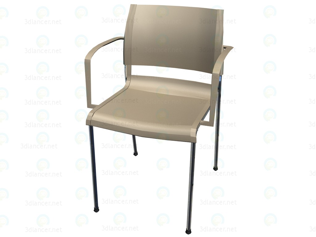 modèle 3D Chaise empilable avec accoudoirs - preview