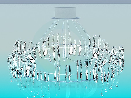3d модель Велика люстра зі скляними трубочками – превью