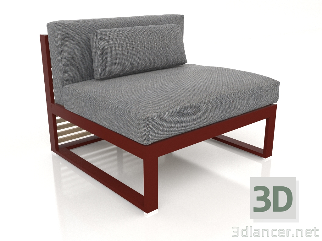 3D Modell Modulares Sofa, Abschnitt 3 (Weinrot) - Vorschau