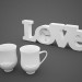 3D modeli Dekor izle aşk ve bardak (+ dudak bıyık) - önizleme