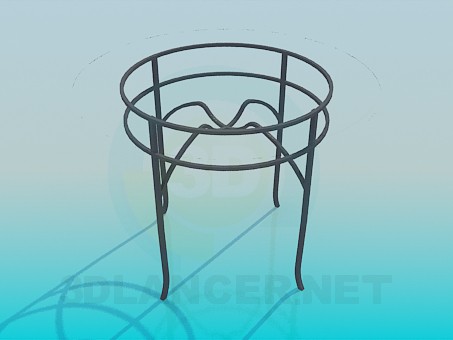 3d модель Круглый стеклянный столик на металлической основе – превью