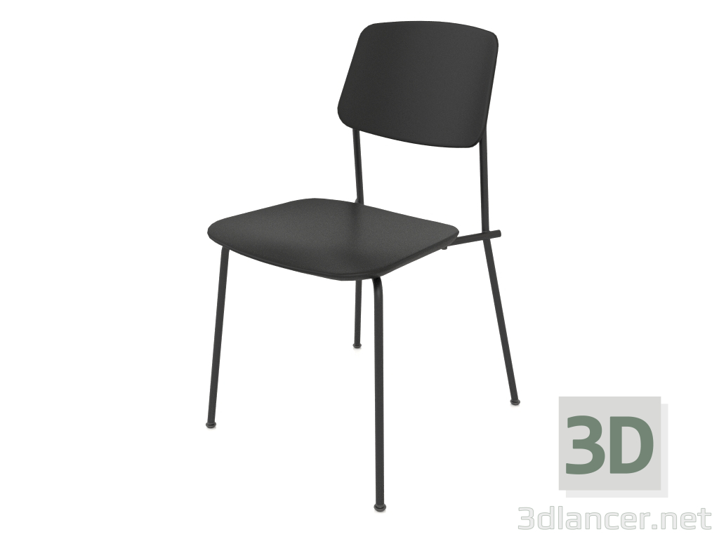 Modelo 3d Cadeira Unstrain com encosto em compensado h81 (compensado preto) - preview