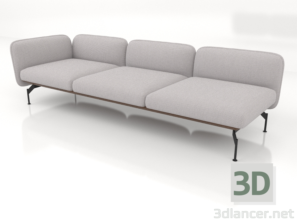 3d model 3-seater sofa module with armrest on the left (leather upholstery on the outside) - preview