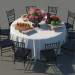 3d model Covered dining table with chairs - preview