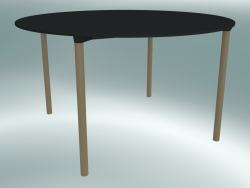 Table MONZA (9224-01 (Ø 129cm), H 73cm, noir HPL, aluminium, plaqué frêne naturel)