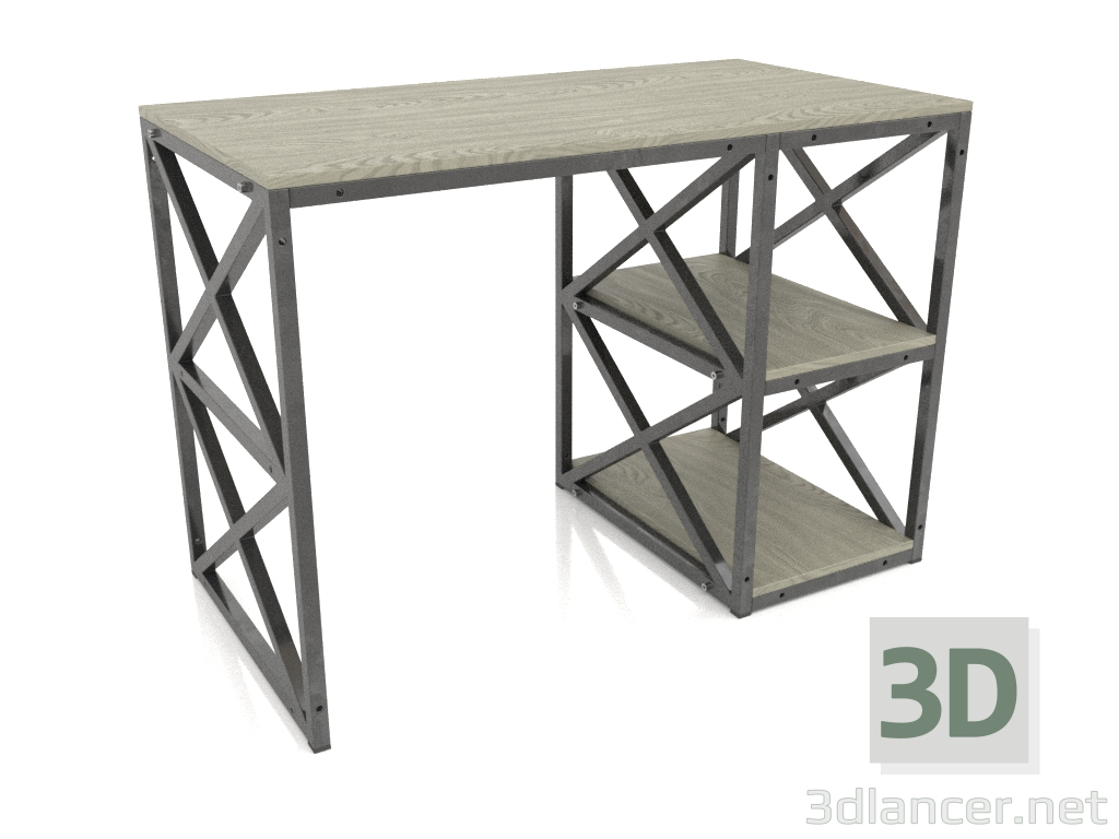 3d model escritorio con estantes - vista previa