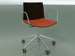 Chair 0302 (5 wheels, with armrests, LU1, with seat cushion, wenge)