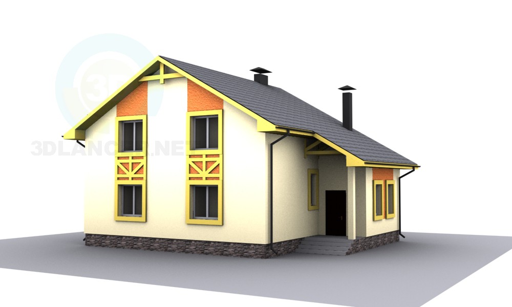 3d модель Мансардний будиночок – превью