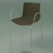 modèle 3D Chaise 0325 (4 pieds avec accoudoirs et garniture avant en cuir, chêne blanchi) - preview