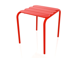 Niedriger Stuhl. Beistelltisch (Rot)