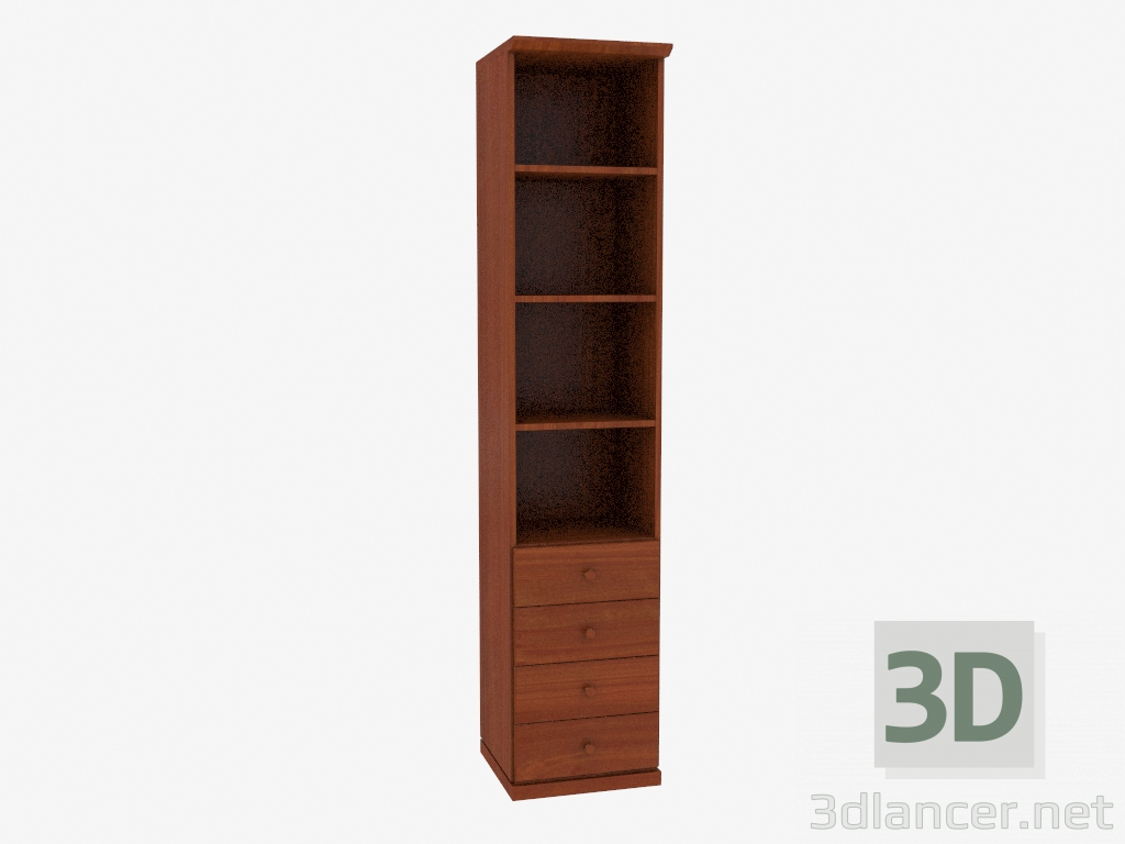 modèle 3D La bibliothèque est étroite avec des étagères ouvertes (4821-24) - preview
