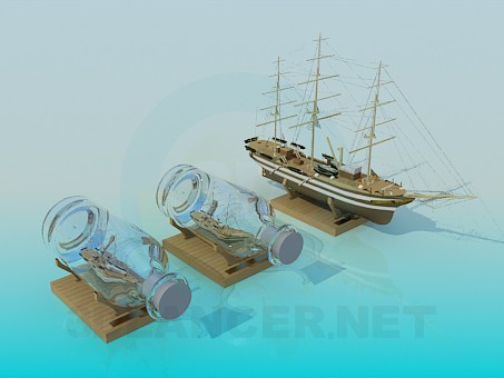 3d модель Сувенір корабель у пляшці – превью