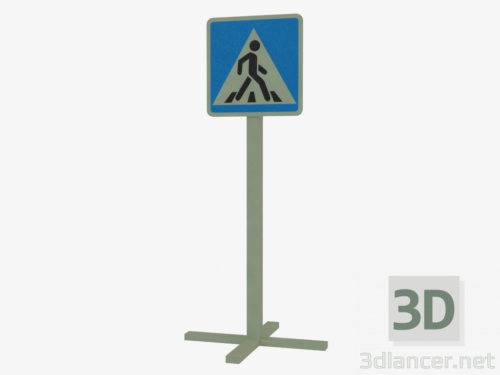 3D Modell Verkehrsschild Fußgängerüberweg (4514) - Vorschau