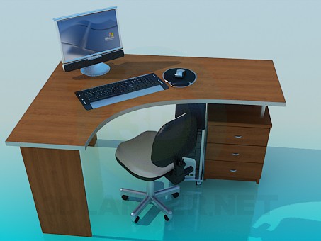 3d model Corner Computer Desk - preview