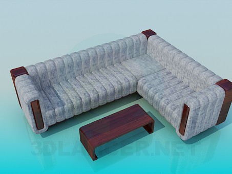 3D modeli Köşe koltuk sehpa ile - önizleme