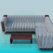 3d модель Угловой диван со столиком – превью
