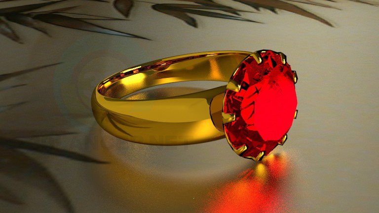 modello 3D anello con una pietra - anteprima