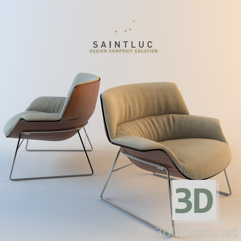 3d model armchair of Saint Luc Couch - preview