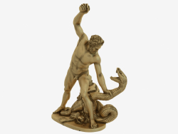 Escultura de bronce Hércules lucha contra Achelous en forma de serpiente