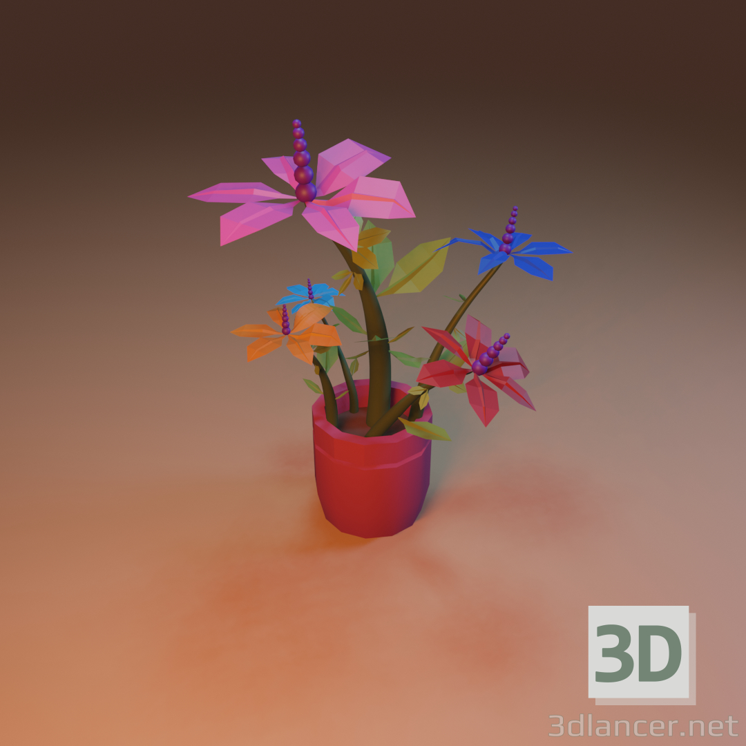 Modelo 3d flores estilizadas - preview