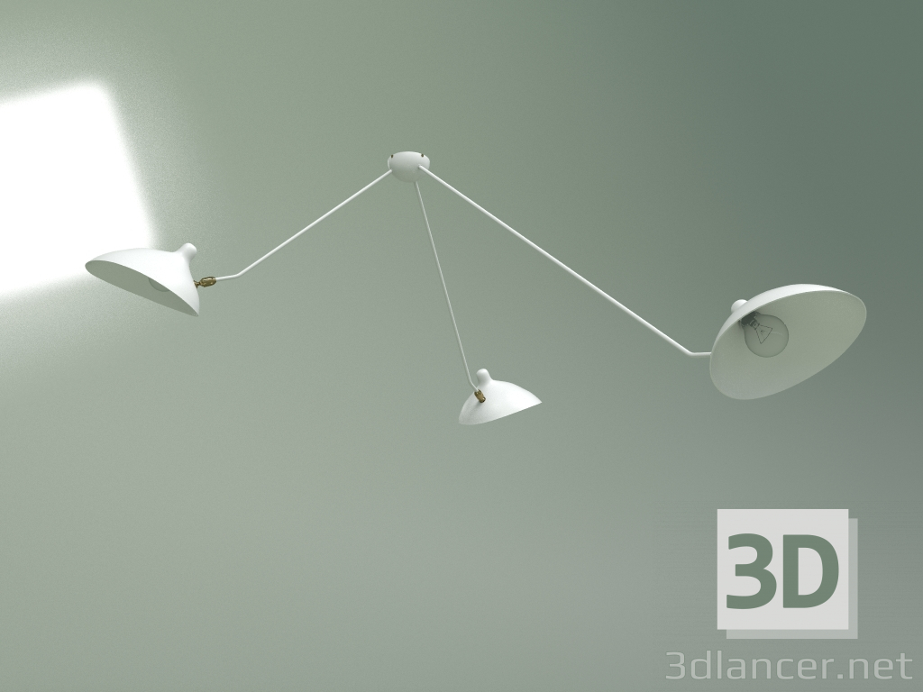 3d model Ceiling lamp Spider 3 lamps (white) - preview
