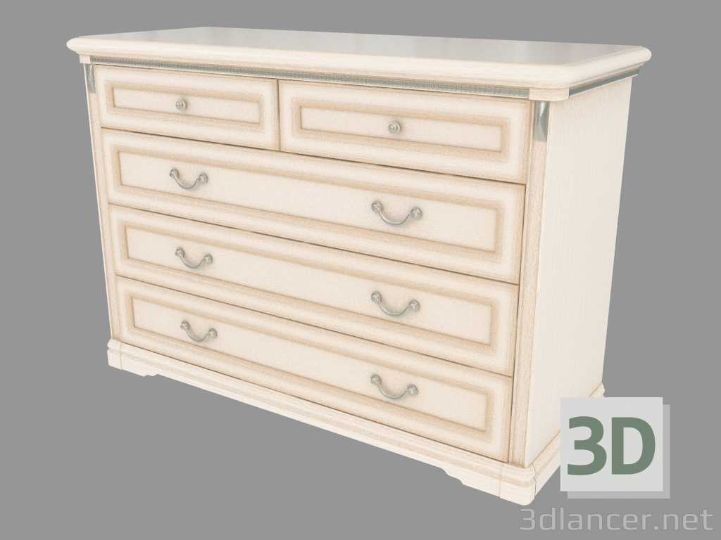 3d model Chest of drawers with five (1276x870x495) - preview