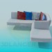 3d модель Кутовий диван з кольоровими подушками – превью