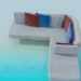 3d модель Угловой диван с цветными подушками – превью