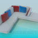 modèle 3D Canapé d’angle avec coussins colorés - preview