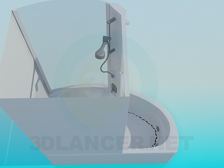 3d model Bath with shower - preview