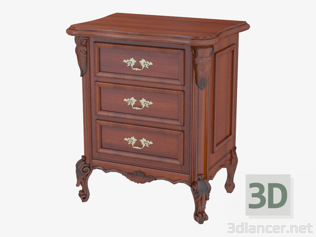 3d model Bedside table three drawers BN8833 (wood with black patina) - preview