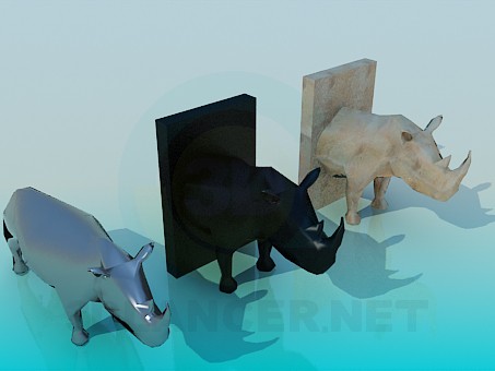 modèle 3D Un rhinocéros empaillé - preview